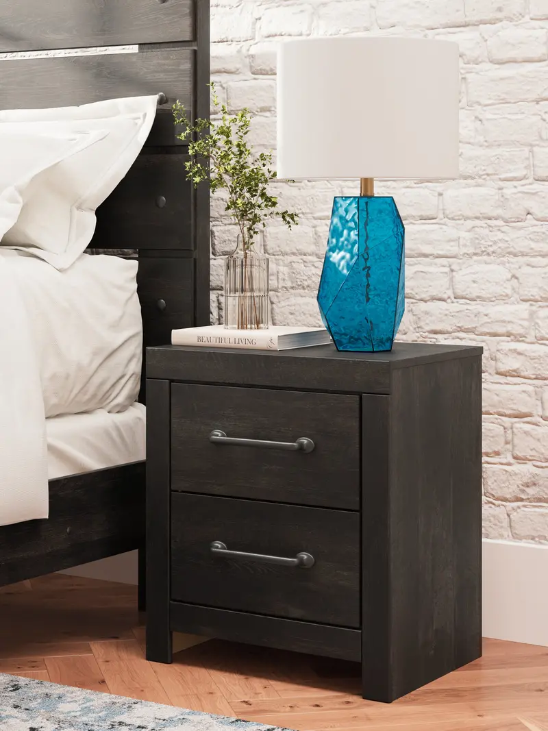 Hollivern Dark Gray Nightstand With Smooth-Close Drawers 1
