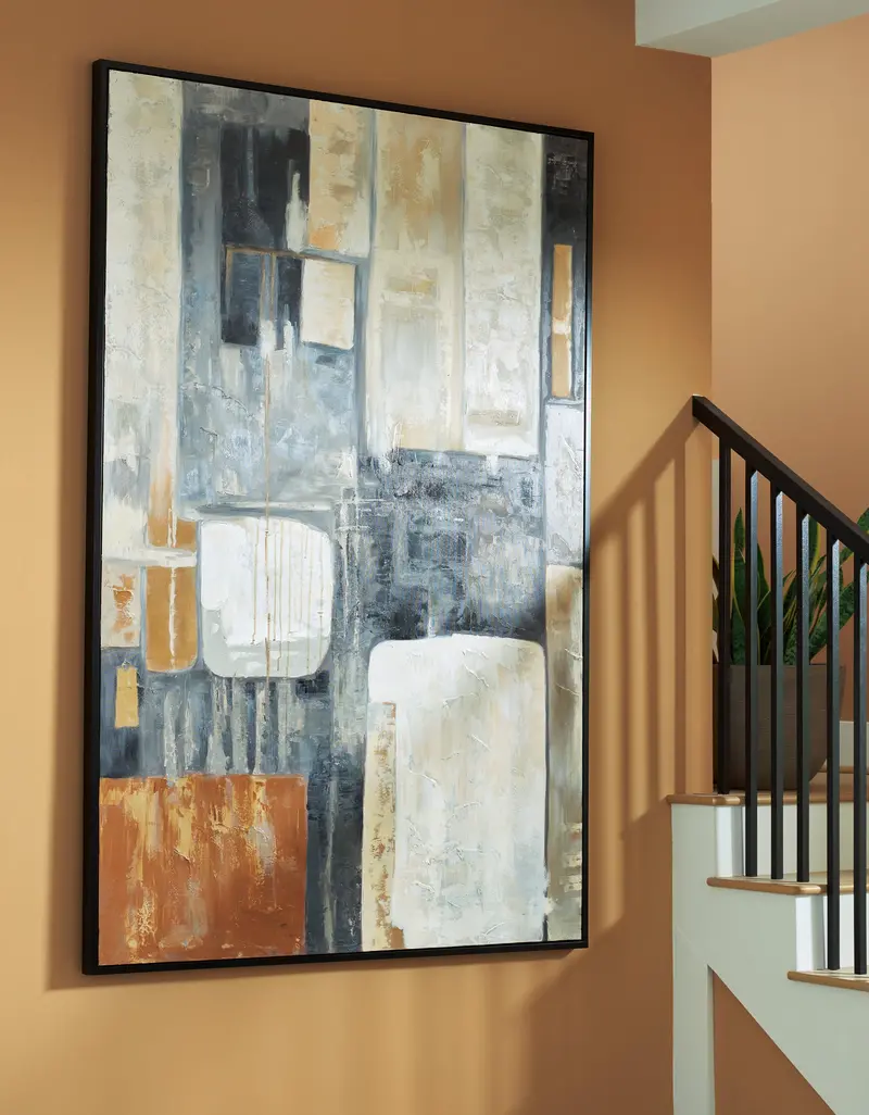 Howford Abstract Wall Art In Brown, Black, And Gray 1