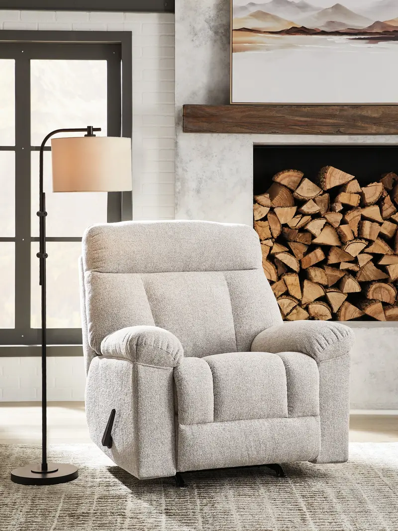 Hoyne Park Cobblestone Fabric Recliner 1