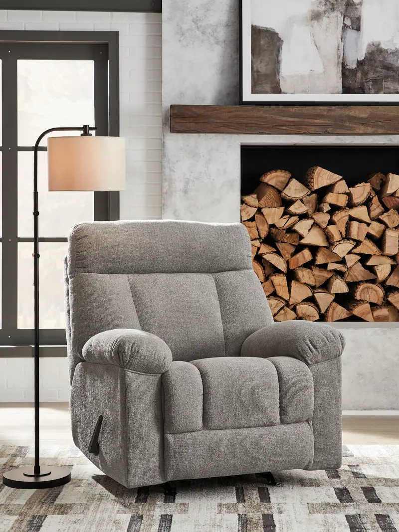 Hoyne Park Smoke Gray Recliner With Smooth Mechanism And Plush Cushioning 1