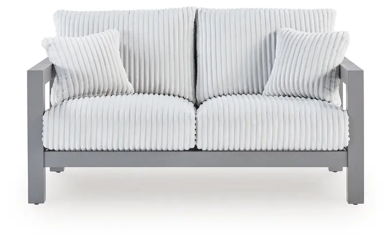 Hurley Park Gray Outdoor Loveseat With Weatherproof Cushions 1
