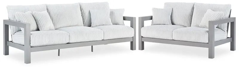 Hurley Park Gray Outdoor Sofa And Loveseat Set 1