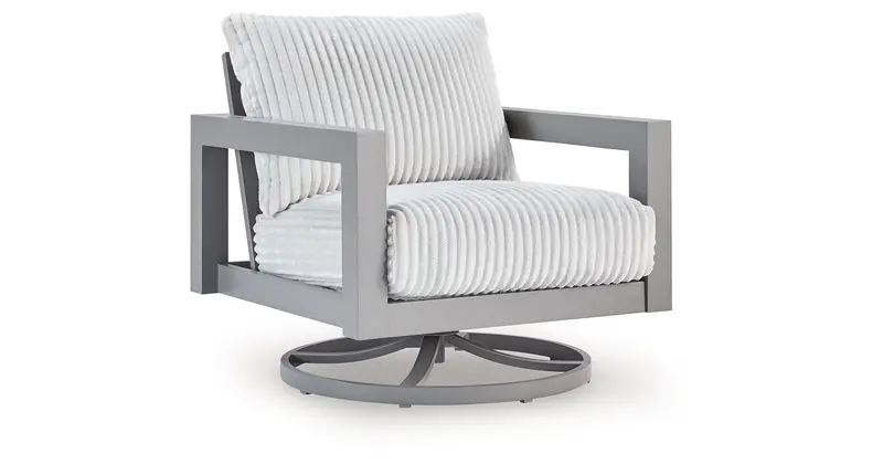 Hurley Park Gray Outdoor Swivel Accent Chair With Cushioned Seat 1