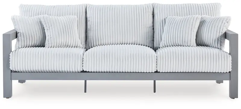 Hurley Park Gray Weather-Resistant Outdoor Sofa With Cushions 1