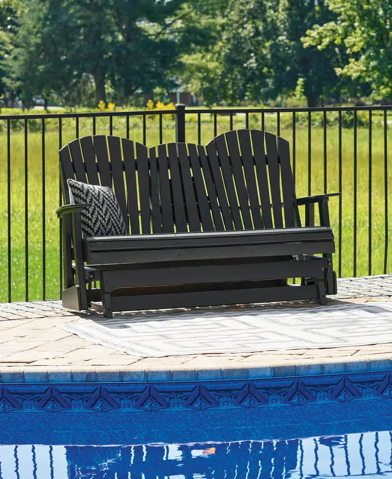 Hyland Wave Black All-Weather Outdoor Glider Loveseat 1