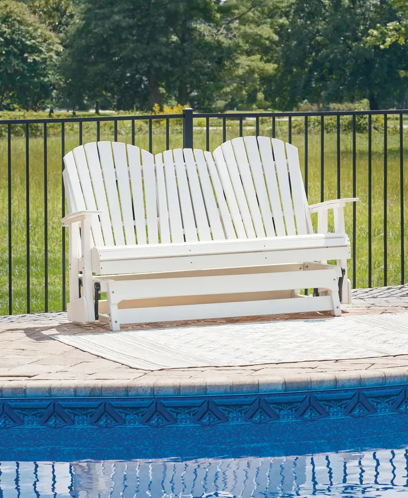 Hyland Wave White All-Weather Outdoor Glider Loveseat 1