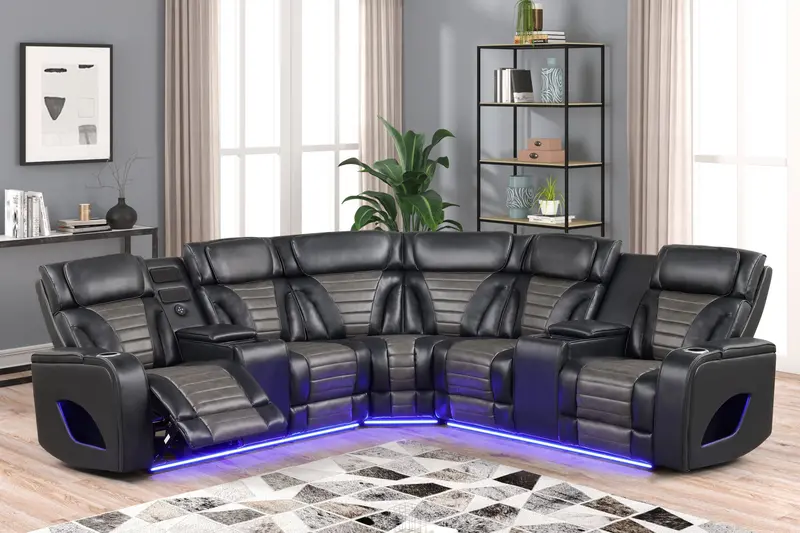 Ibiza Black Power Reclining Sectional With Contemporary Styling 1