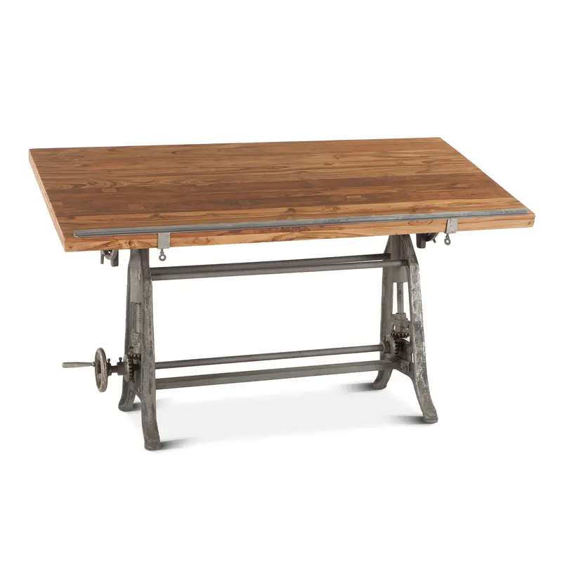 Industrial Loft 62-Inch Height-Adjustable Drafting Desk – Natural Finish 1