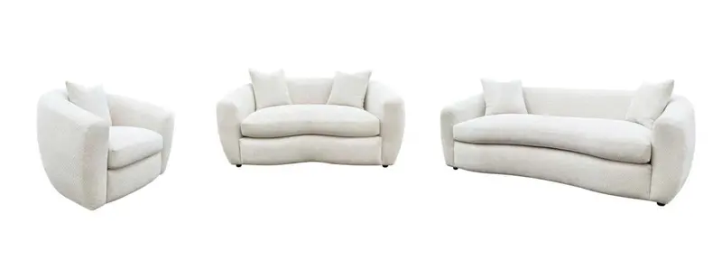 Isabella Sand Fabric 3-Piece Living Room Sofa Set 1