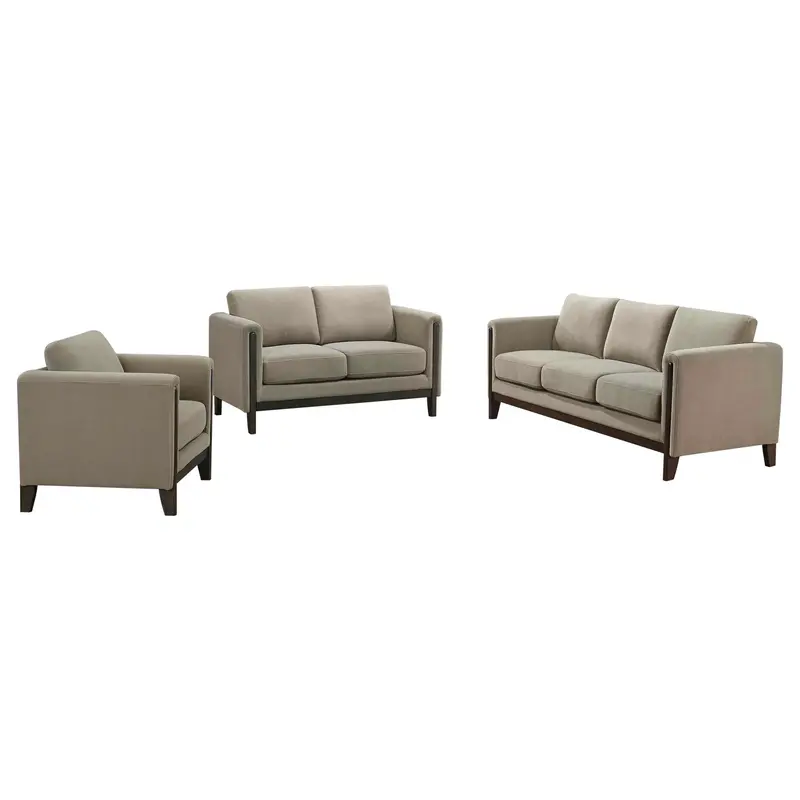 Islington Taupe Panel Arm Living Room Set – 3-Piece Modern Upholstered Ensemble 1