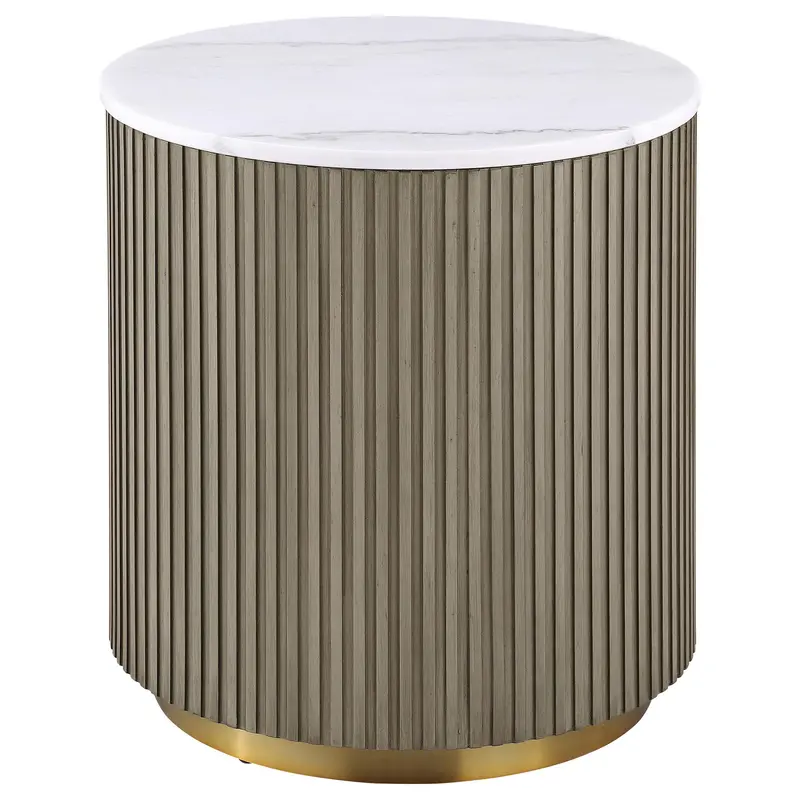 Jason Greige & White Marble Round Side Table 1