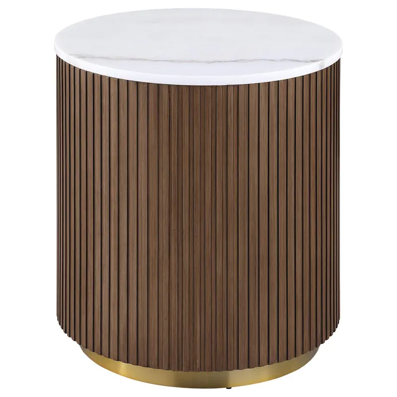Jason White & Honey Brown Marble Round End Table 1