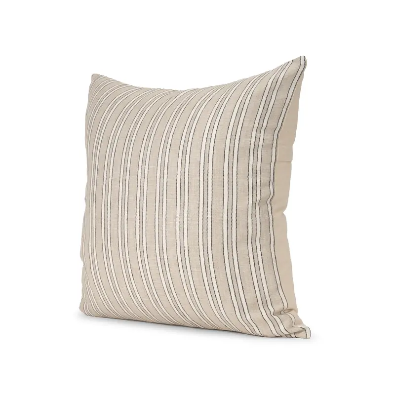 Jaxon Striped Square Pillow Cover – Beige And Black Cotton-Linen Blend 1