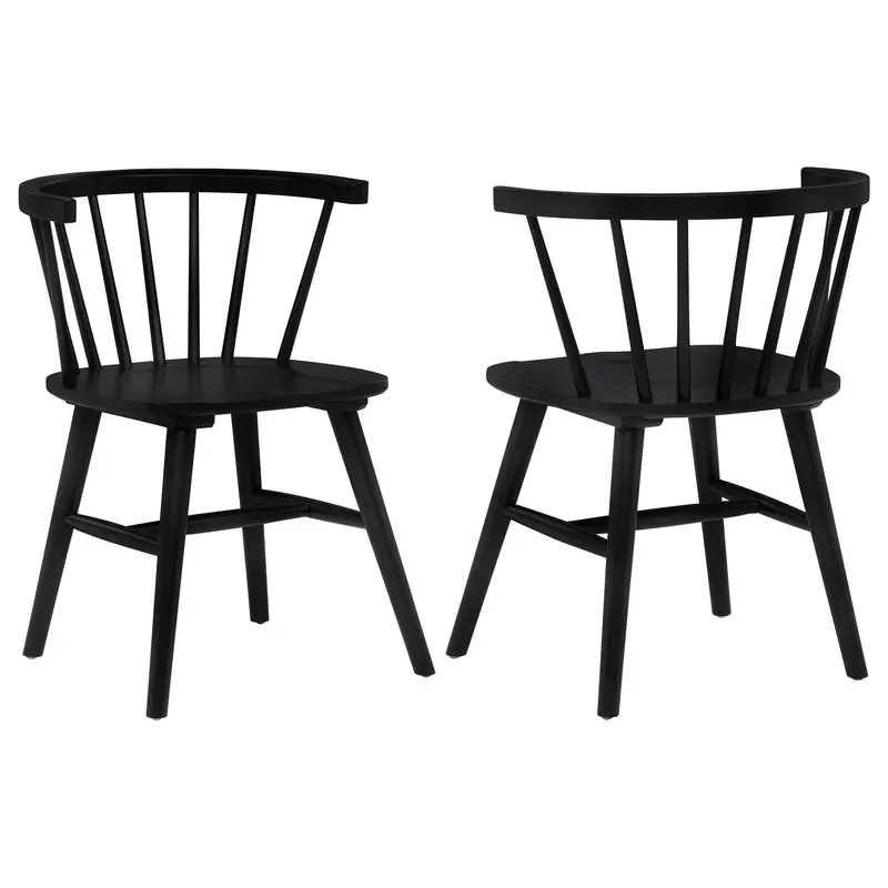 Jeffries Windsor-Style Black Wood Dining Side Chairs – Pair 1