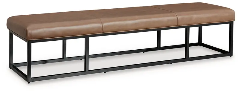 Joston Caramel Leather Accent Bench 1