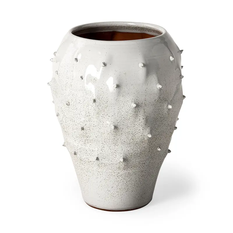 Julian Glossy White Spoked Ceramic Vase – Large 1