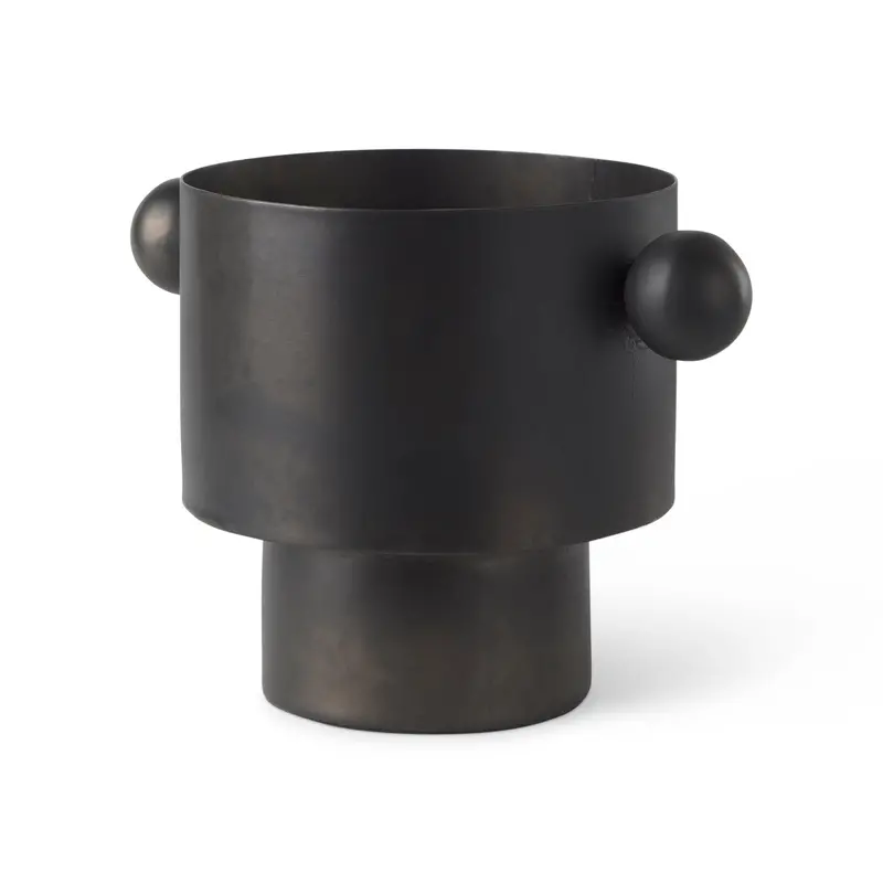 Juno Medium Black Iron Vase – 6.5" Height 1