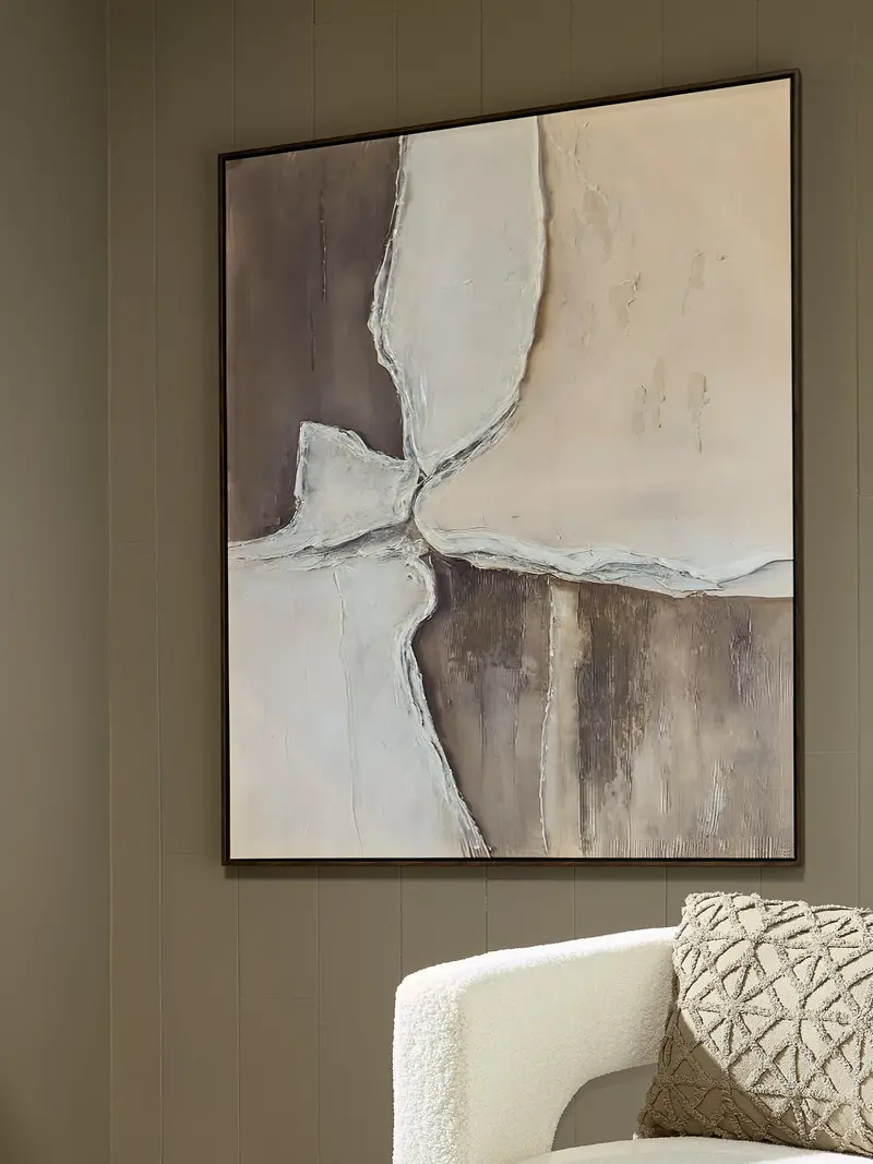 Junward Abstract Wall Art Print In Brown, Tan, And White On Canvas 1