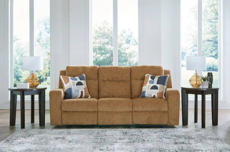 Kanlow Honey Fabric Reclining Sofa 1