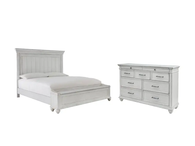 Kanwyn Whitewash Queen Panel Storage Bed With Matching Dresser 1