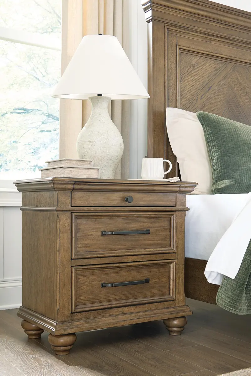 Karallin Medium Brown Wooden Nightstand For Bedroom 1