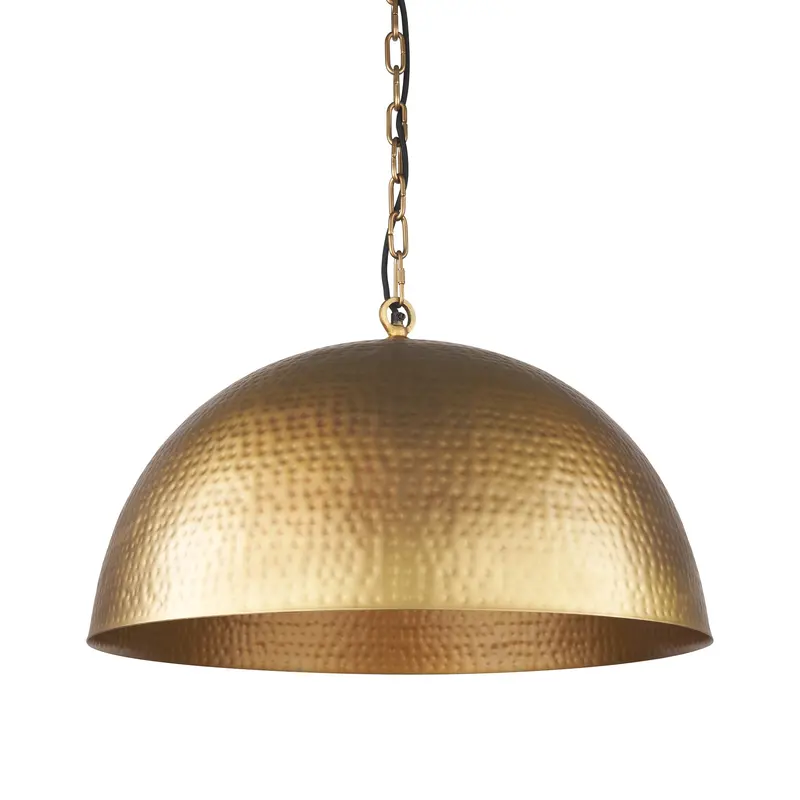 Karina 24-Inch Hammered Brass Dome Pendant Light 1