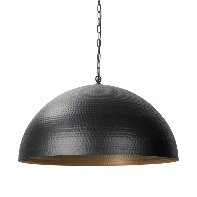 Karina Matte Black Pendant Light – 36-Inch Hammered Metal Dome Ceiling Fixture 1