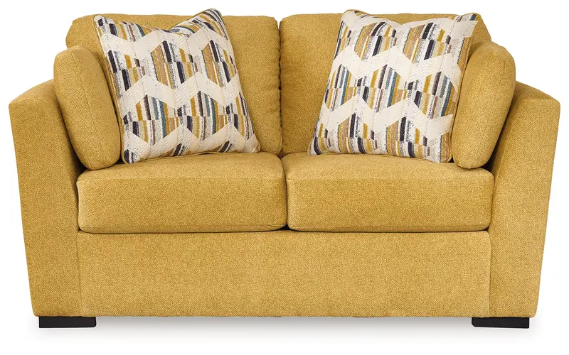 Keerwick Sunflower-Print Upholstered Loveseat 1