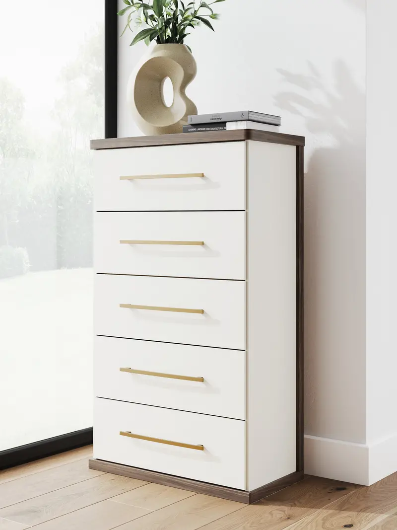 Kendanport Two-Tone Chest Of Drawers – Brown And White Finish 1