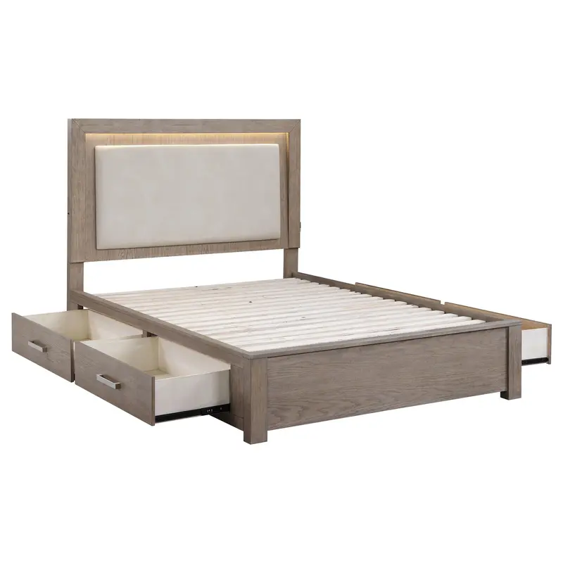 Kenora Barley Brown Led California King Storage Bed – 56" Wide 1