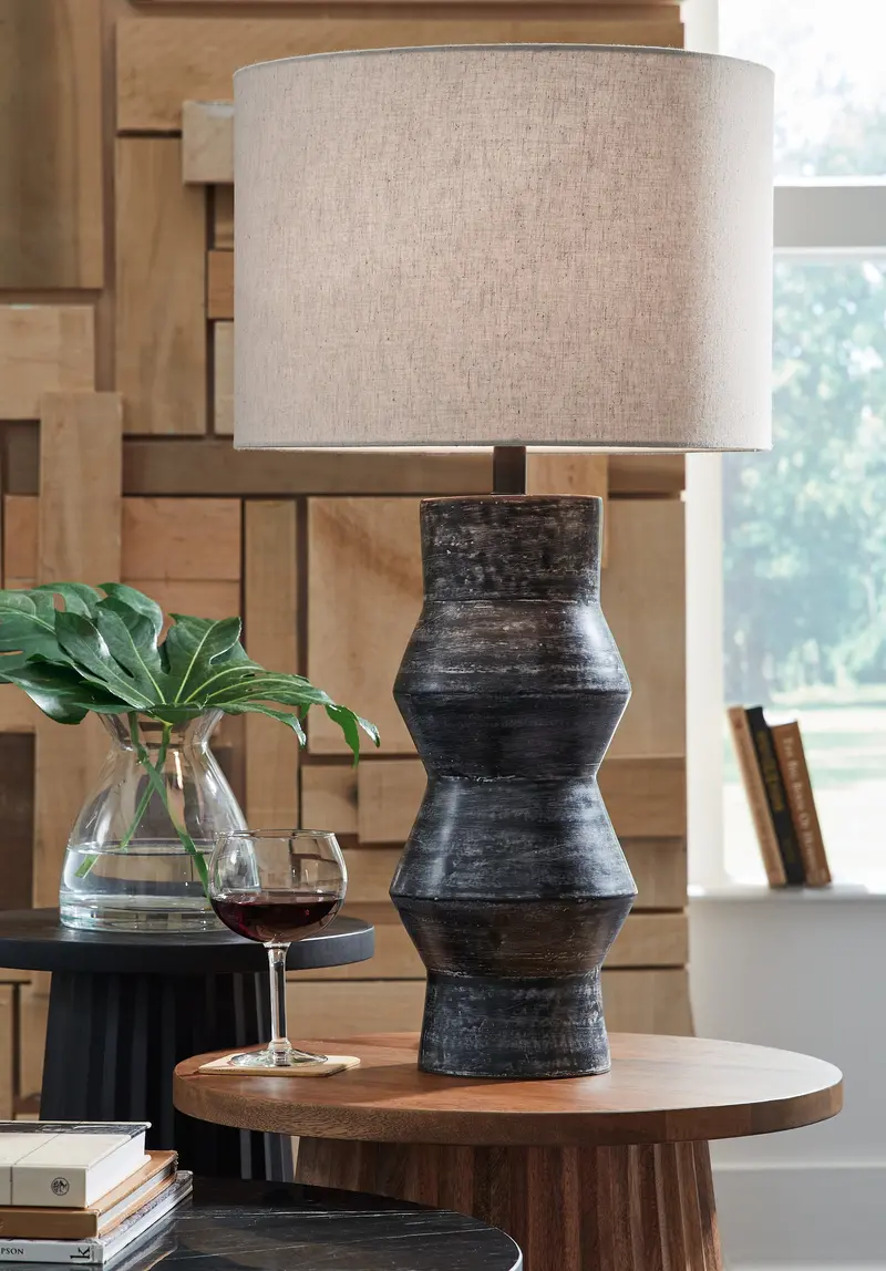 Kerbert Distressed Black Table Lamp Pair – Vintage-Inspired Duo 1
