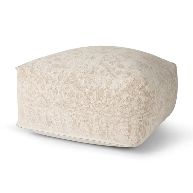 Khloe Cream Large Pouf – Plush Round Floor Cushion With Neutral Tone Finish 1