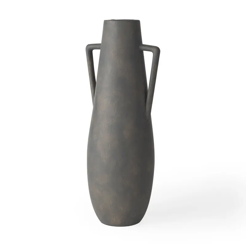 Kilian Tall Double-Ear Vase – Matte Brown-Gray Ceramic Design 1