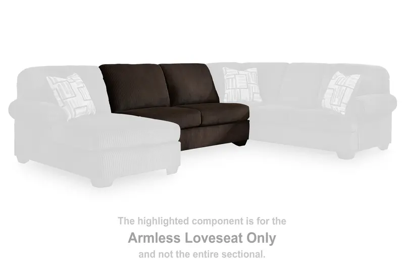 Kimlee Chocolate Armless Loveseat – Compact Two-Seat Sofa 1