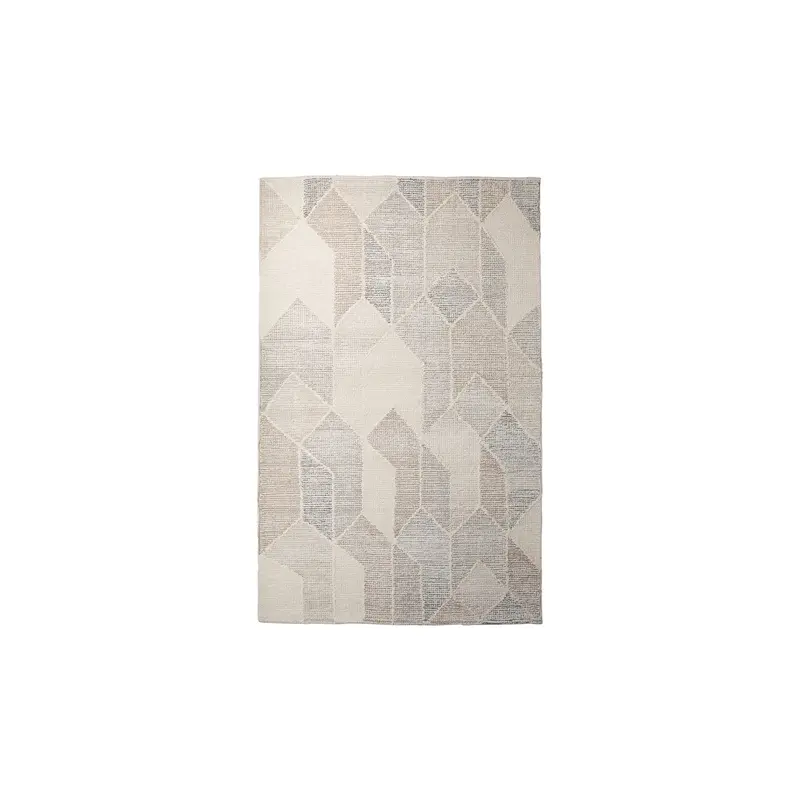 Kolt Neutral Geometric Wool Area Rug – 5' X 8' Handwoven Design 1