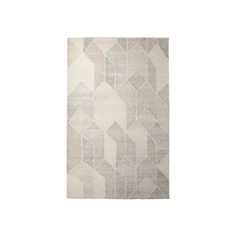 Kolt Neutral Geometric Wool Area Rug – 8' X 10' Handwoven Design 1