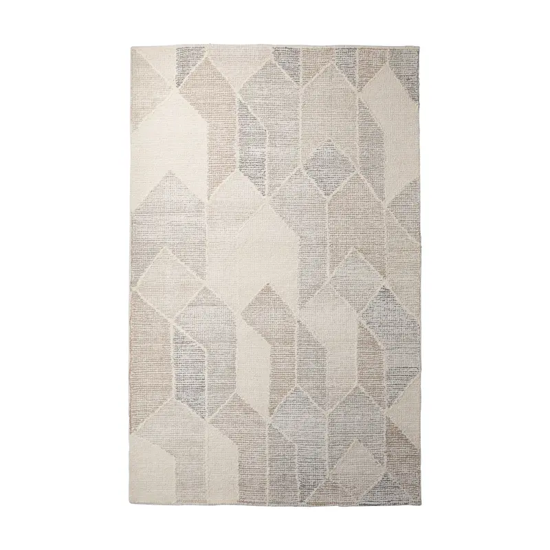 Kolt Neutral Geometric Wool Area Rug – 9' X 12' Handwoven Design 1