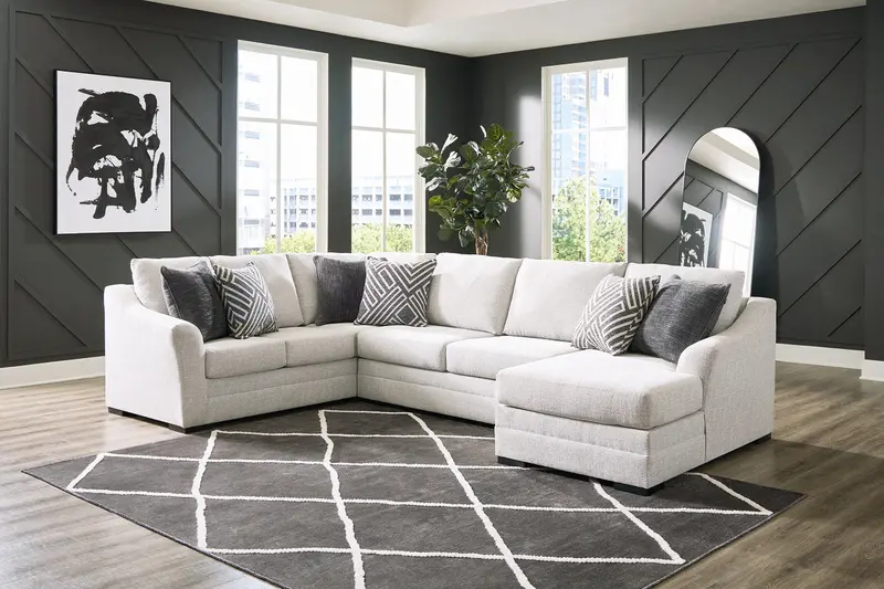 Koralynn Stone 3-Piece Raf Chaise Sectional – Modular Sofa With Right-Arm Facing Chaise 1