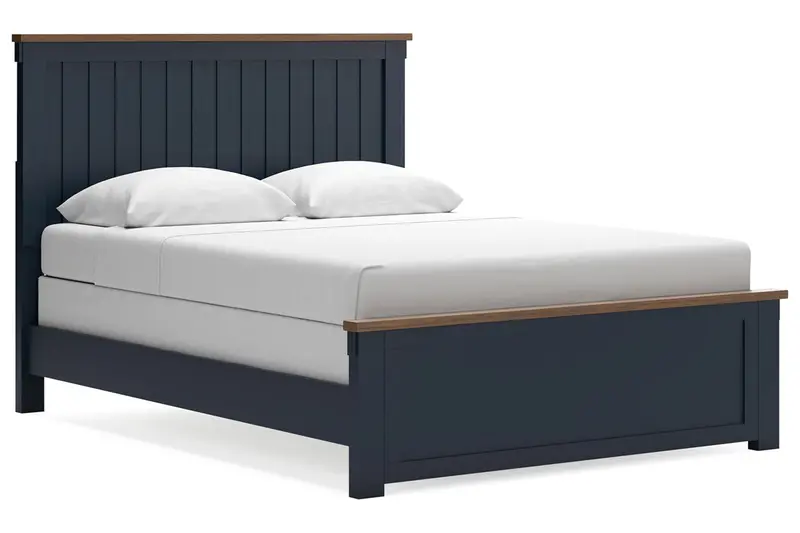 Landocken Brown-And-Blue Queen Panel Bed Frame 1