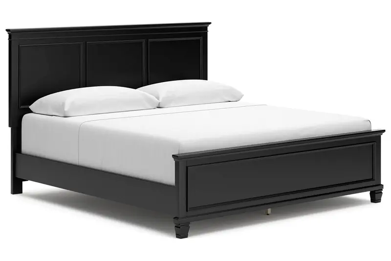 Lanolee Matte Black King Panel Bed Frame 1