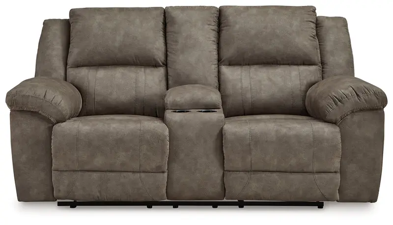 Laresview Fossil Gray Reclining Loveseat With Center Console 1