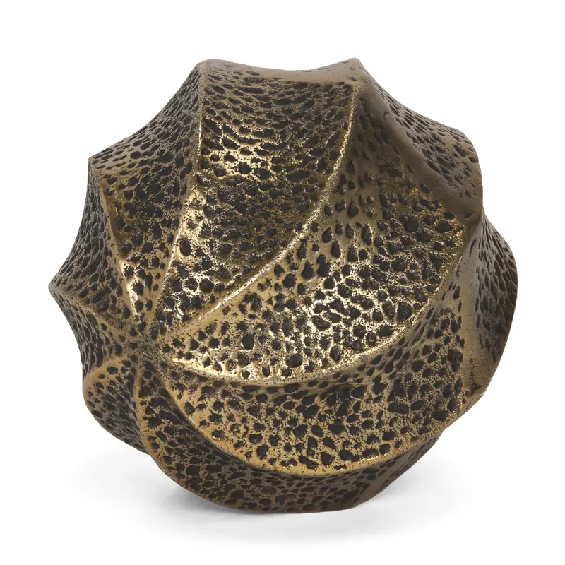 Large Antiqued Gold Orb Accent – Sculptural Textured Metallic Decor By Imani 1