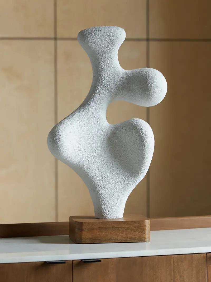 Lavarsen Sculptural Accent – White And Brown Mixed Media 1