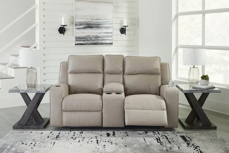 Lavenhorne Pebble-Finish Reclining Loveseat With Center Console 1