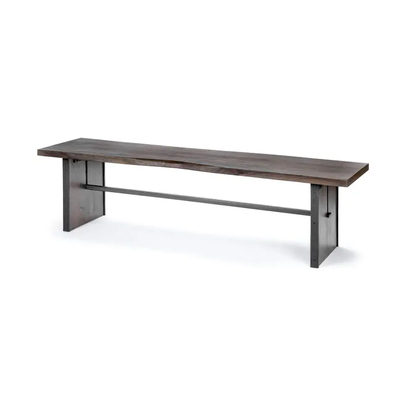Ledger I Dining Bench — 70"L X 17"W Live-Edge Brown Wooden Seat 1