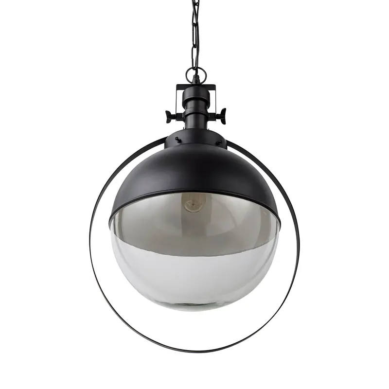 Leighton Ii Pendant Light — 15"D X 20"H Matte Black Metal Spherical Fixture 1