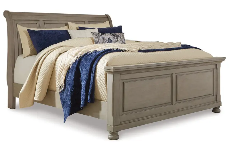 Lettner Light Gray Queen Sleigh Bed Frame 1