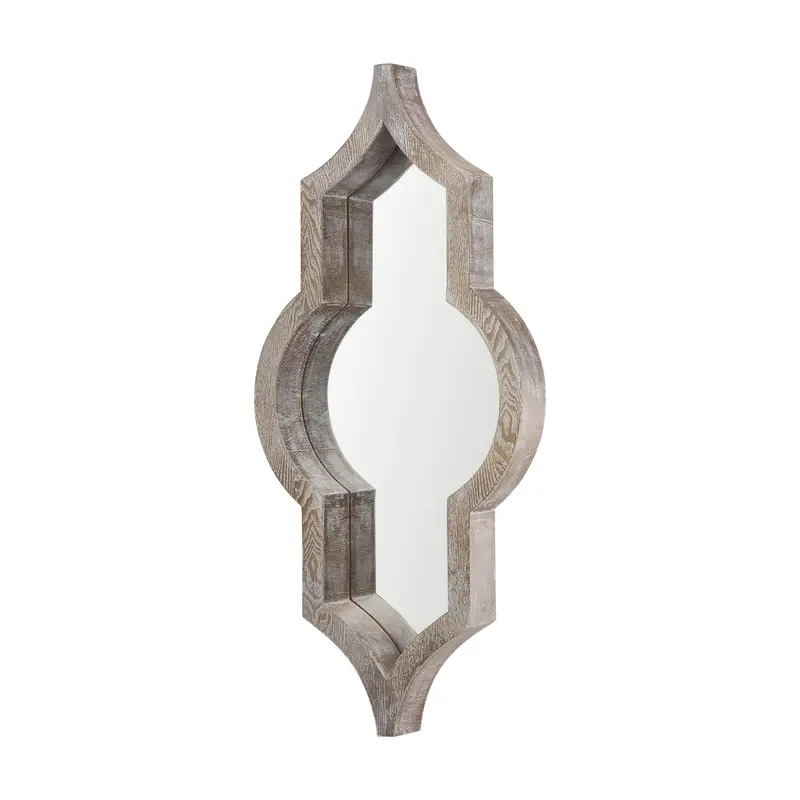 Light Brown Wood Frame Wall Mirror – Tamanar Vertical Design (15" X 34.1") 1