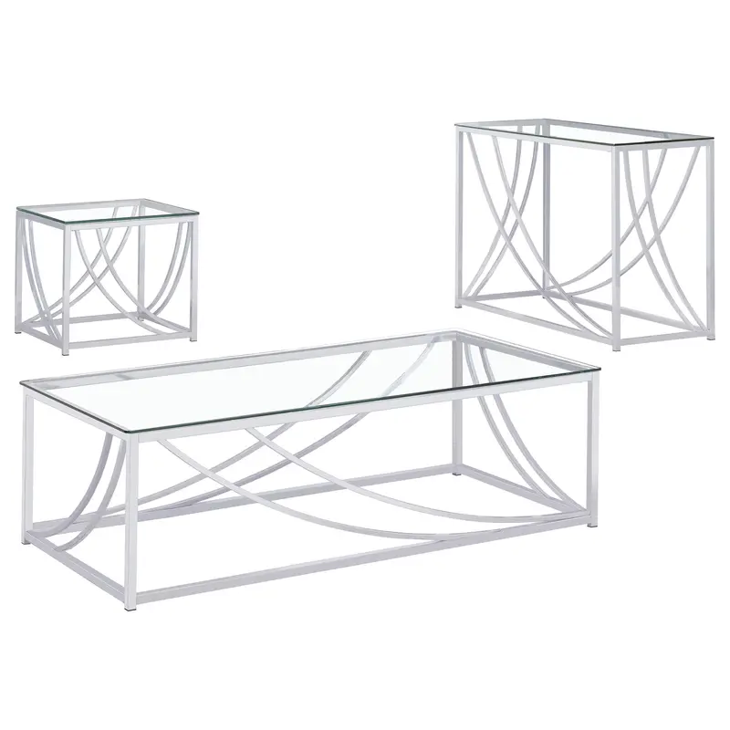 Lille Chrome-Finished Glass Top Table Set: Coffee, End, And Sofa Tables 1