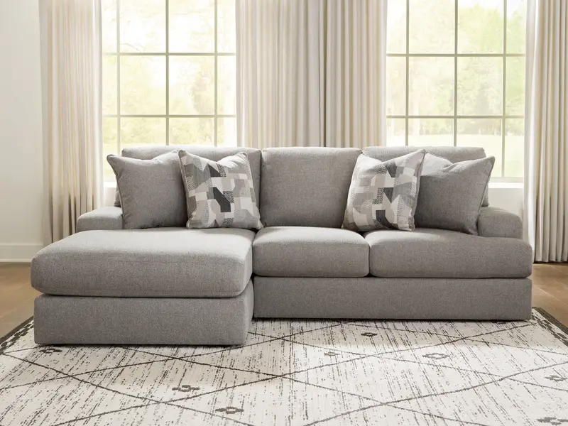 Lindon Smoke 2-Piece Minimalist Sectional With Integrated Chaise 1